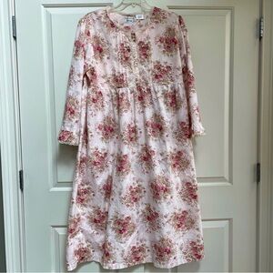 Laura Ashley Floral Pink Long Sleeve Night gown XL 100% Cotton